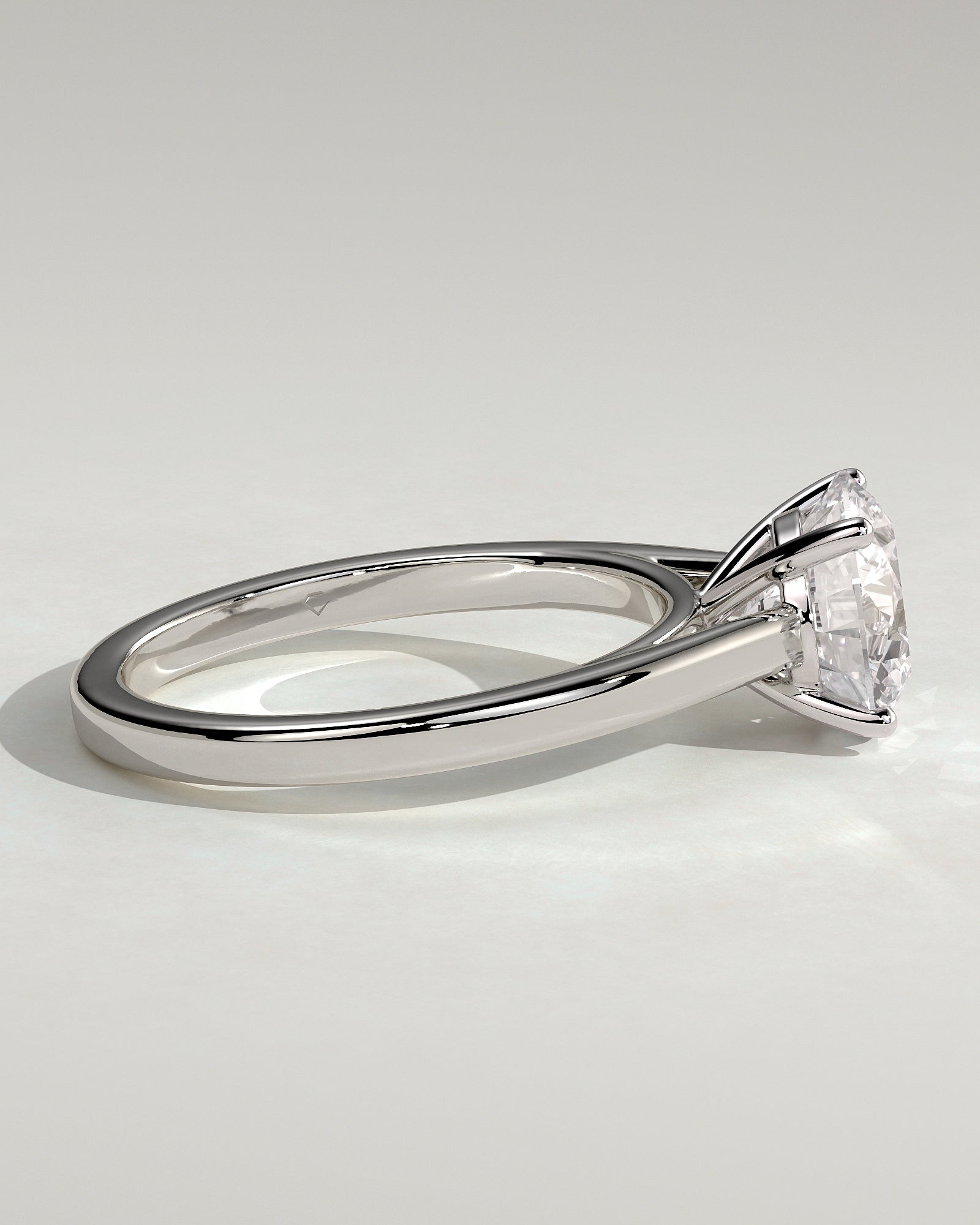 Georgia - Round Claw Solitaire with Flat Band and Cathedral High Setting Engagement Ring - Platinum - White Gold / Platinum 2ct