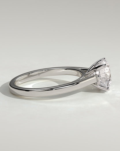 Georgia - Round Claw Solitaire with Flat Band and Cathedral High Setting Engagement Ring - Platinum