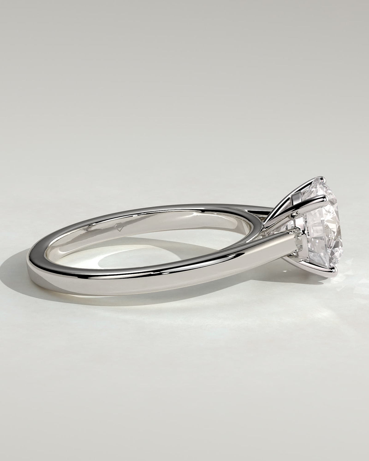 Georgia - Round Claw Solitaire with Flat Band and Cathedral High Setting Engagement Ring - White Gold