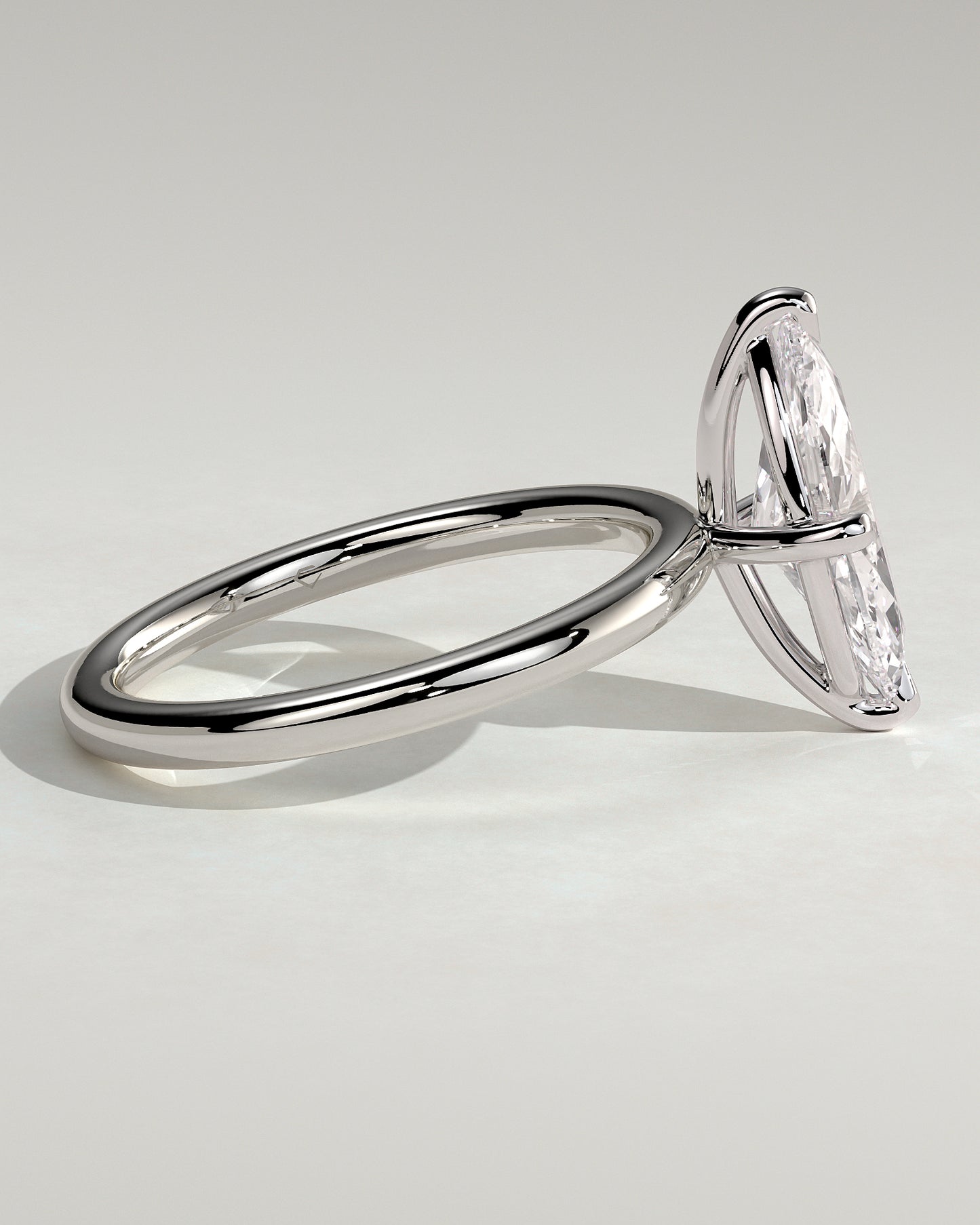 Genevieve - Marquise Claw Solitaire Engagement Ring - Platinum - White Gold / Platinum 2ct