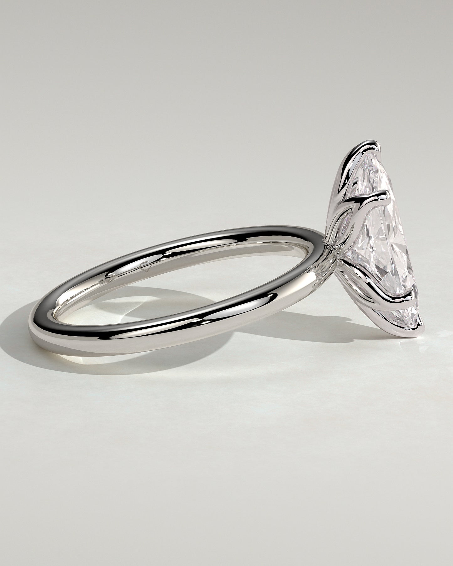 Eve - Marquise Claw Solitaire with Petal Gallery Engagement Ring - Platinum - White Gold / Platinum 2ct