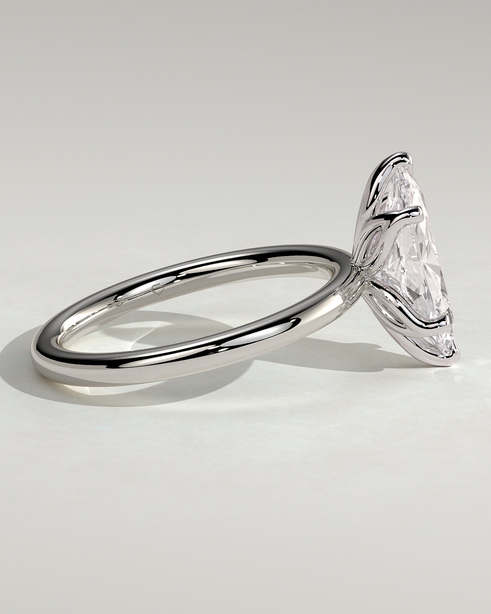 Eve - Marquise Claw Solitaire with Petal Gallery Engagement Ring - Platinum - White Gold / Platinum 2ct