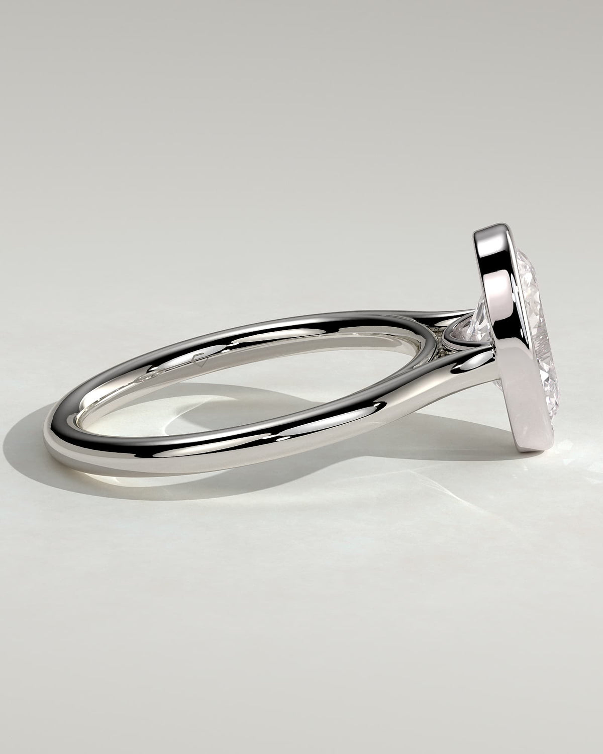 Daphne - Oval Bezel Solitaire with Cathedral High Setting Engagement Ring - White Gold