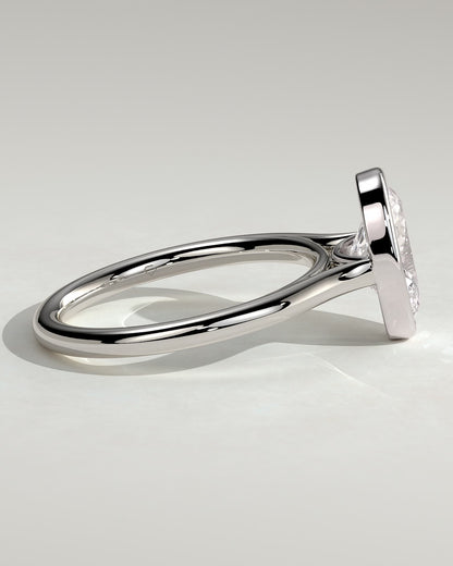 Daphne - Oval Bezel Solitaire with Cathedral High Setting Engagement Ring - White Gold