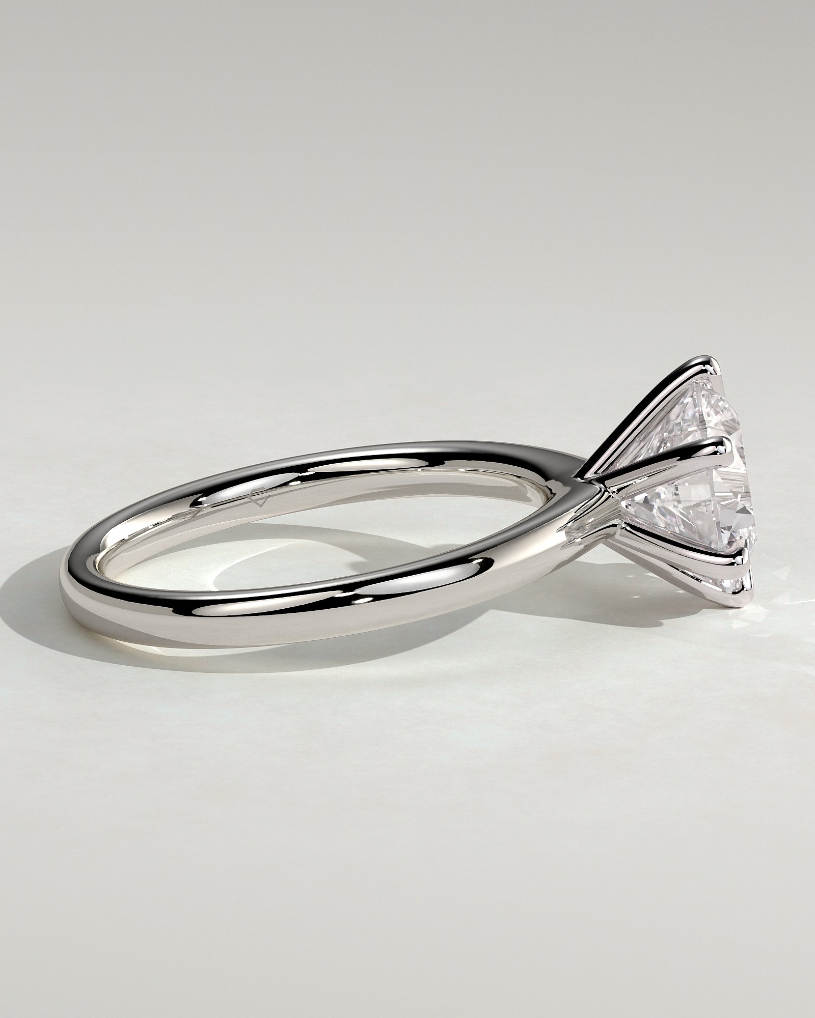 Daniela - Round Claw Solitaire with Solid Cathedral High Setting Engagement Ring - Platinum - White Gold / Platinum 2ct