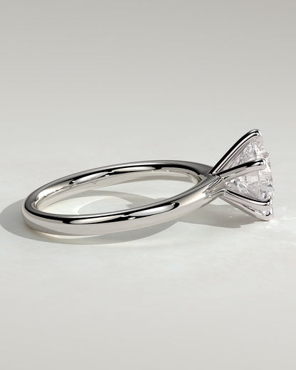 Daniela - Round Claw Solitaire with Solid Cathedral High Setting Engagement Ring - Platinum