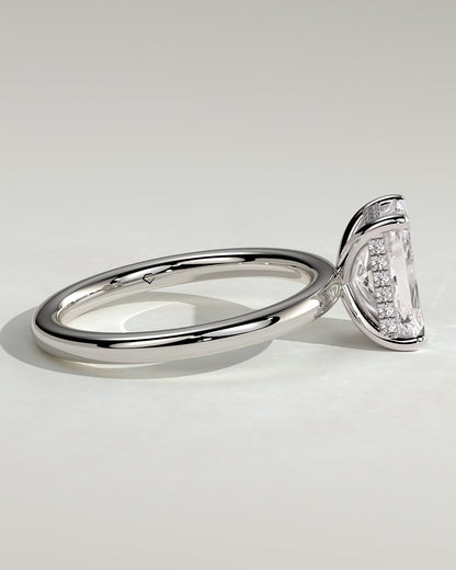Carly - Radiant Claw Solitaire with Hidden Halo Engagement Ring - Platinum