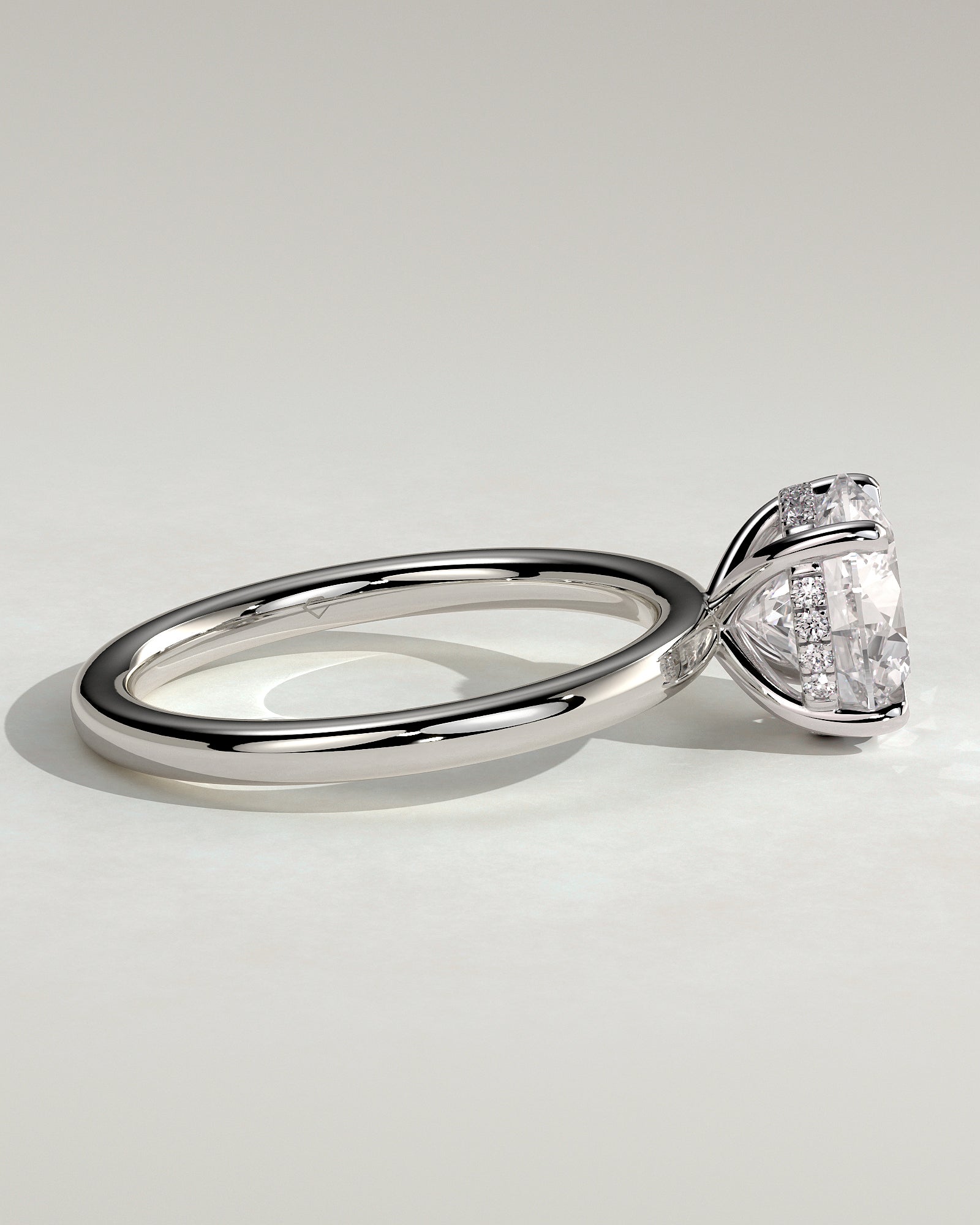 Bindi - Round Claw Solitaire with Hidden Halo Engagement Ring - Platinum - White Gold / Platinum 2ct