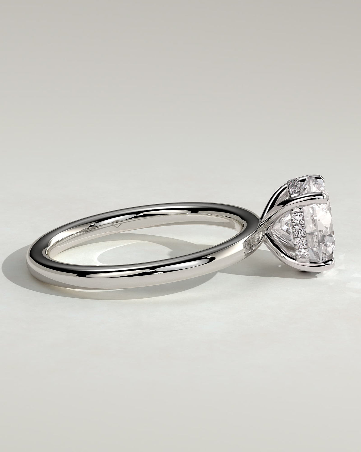 Bindi - Round Claw Solitaire with Hidden Halo Engagement Ring - White Gold