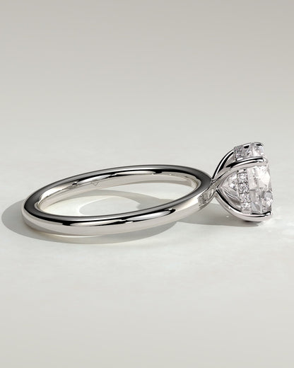 Bindi - Round Claw Solitaire with Hidden Halo Engagement Ring - White Gold