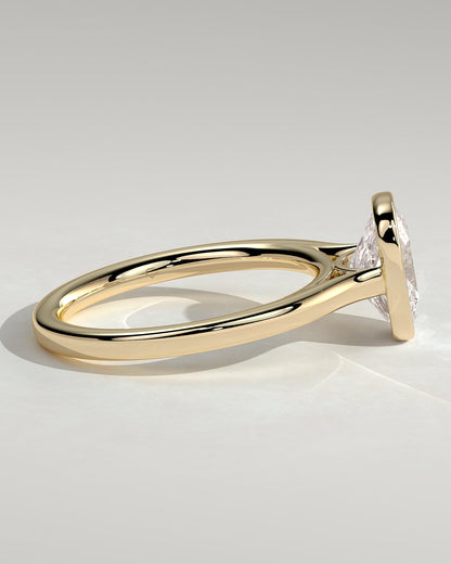 Billie - Elongated Cushion Bezel Solitaire with Cathedral High Setting Engagement Ring - Yellow Gold