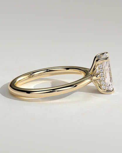 Ari - Radiant Claw Solitaire with Hidden Halo, Tapered Band and Cathedral High Setting Engagement Ring - Yellow Gold - yellow gold - Lara Jewels