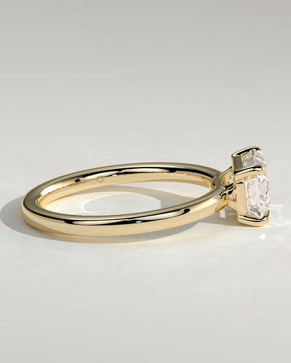 Evelyn - Emerald East West Claw Solitaire with Raised Basket Gallery Engagement Ring - Yellow Gold