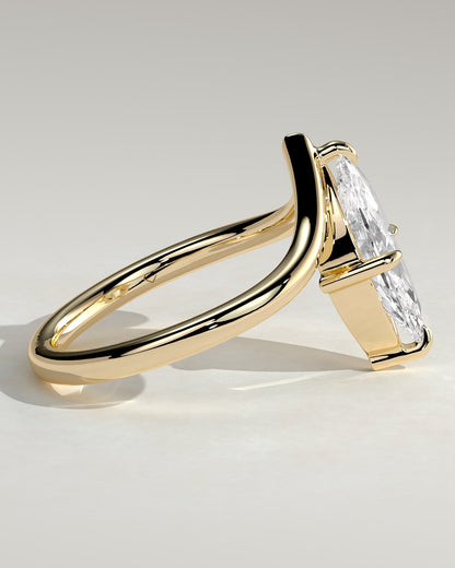 Giselle - Marquise Claw Solitaire with V Band Engagement Ring - Yellow Gold