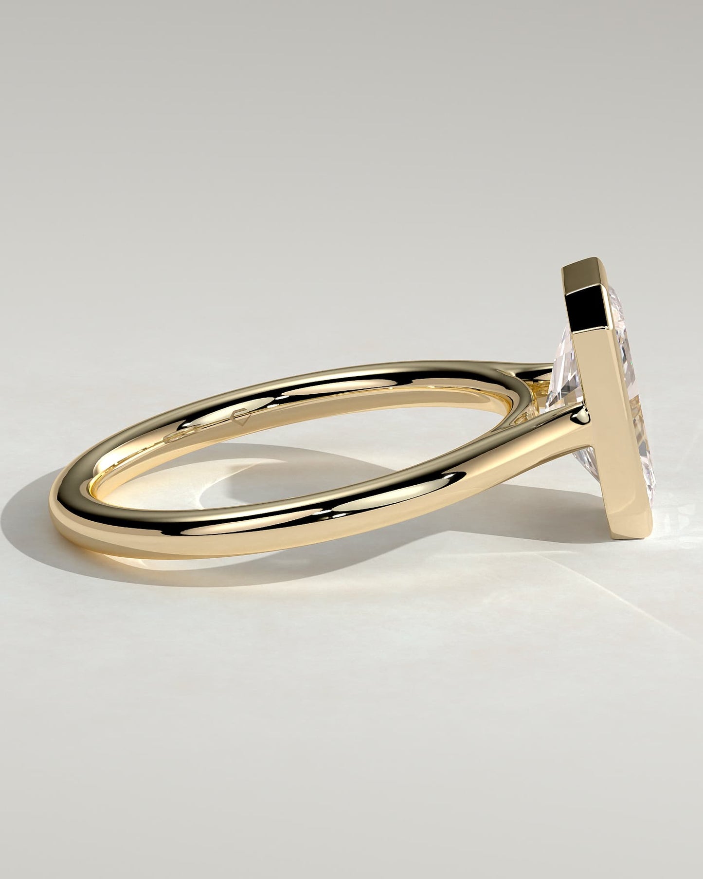 Rachel - Statement Radiant Bezel Solitaire with Open Cathedral High Setting Engagement Ring - Yellow Gold