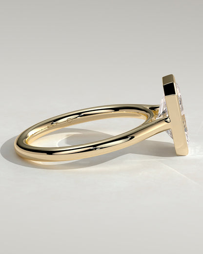 Rachel - Statement Radiant Bezel Solitaire with Open Cathedral High Setting Engagement Ring - Yellow Gold