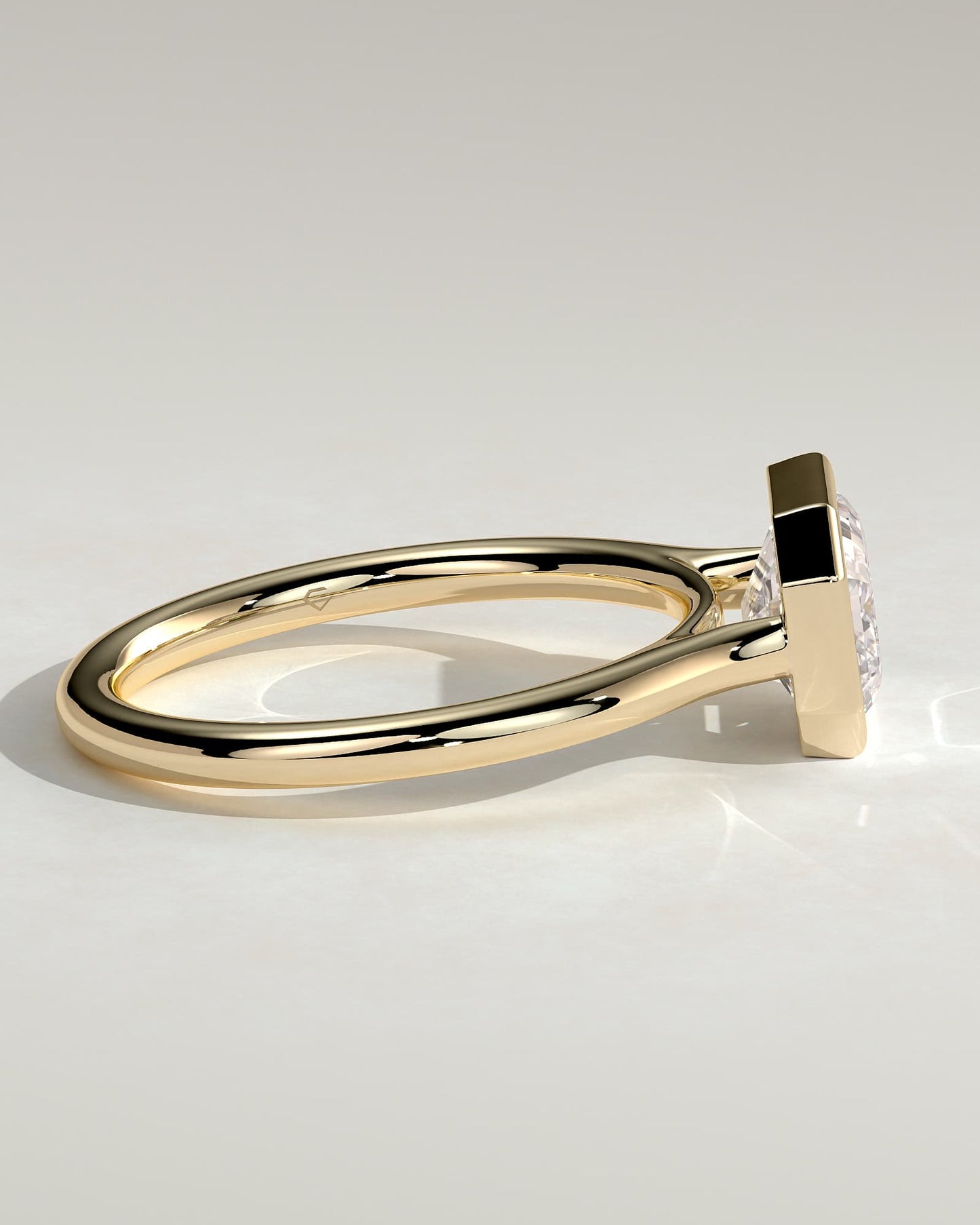 Olive - Statement Emerald East West Bezel Solitaire with Open Cathedral High Setting Engagement Ring - Yellow Gold