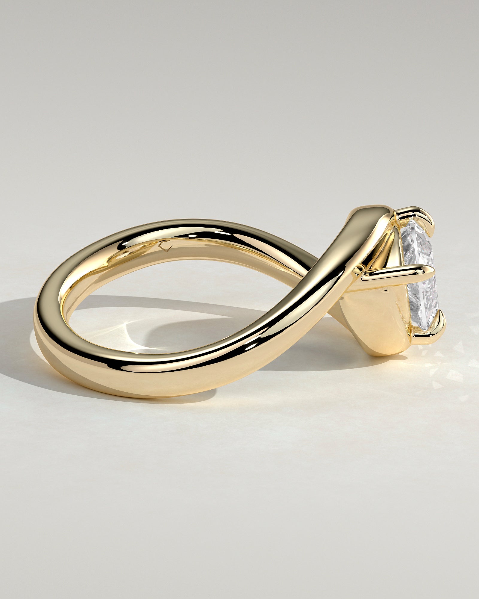 Beverly - Marquise East West Claw Solitaire with Bypass Band  Engagement Ring - Yellow Gold - Yellow Gold 2ct