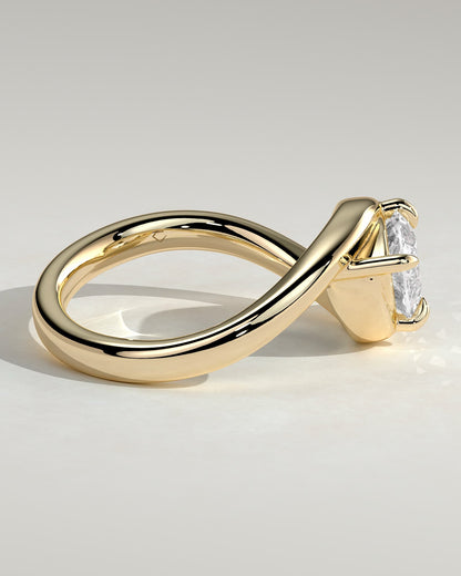 Beverly - Marquise East West Claw Solitaire with Bypass Band  Engagement Ring - Yellow Gold