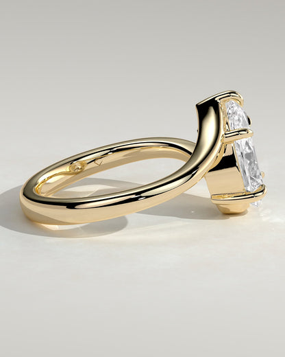 Jennifer - Pear Claw Solitaire with Bypass Band Engagement Ring - Yellow Gold
