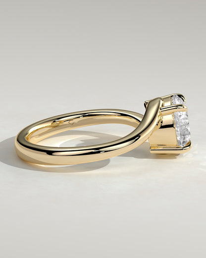Kimia - Round Claw Solitaire with Bypass Band Engagement Ring - Yellow Gold