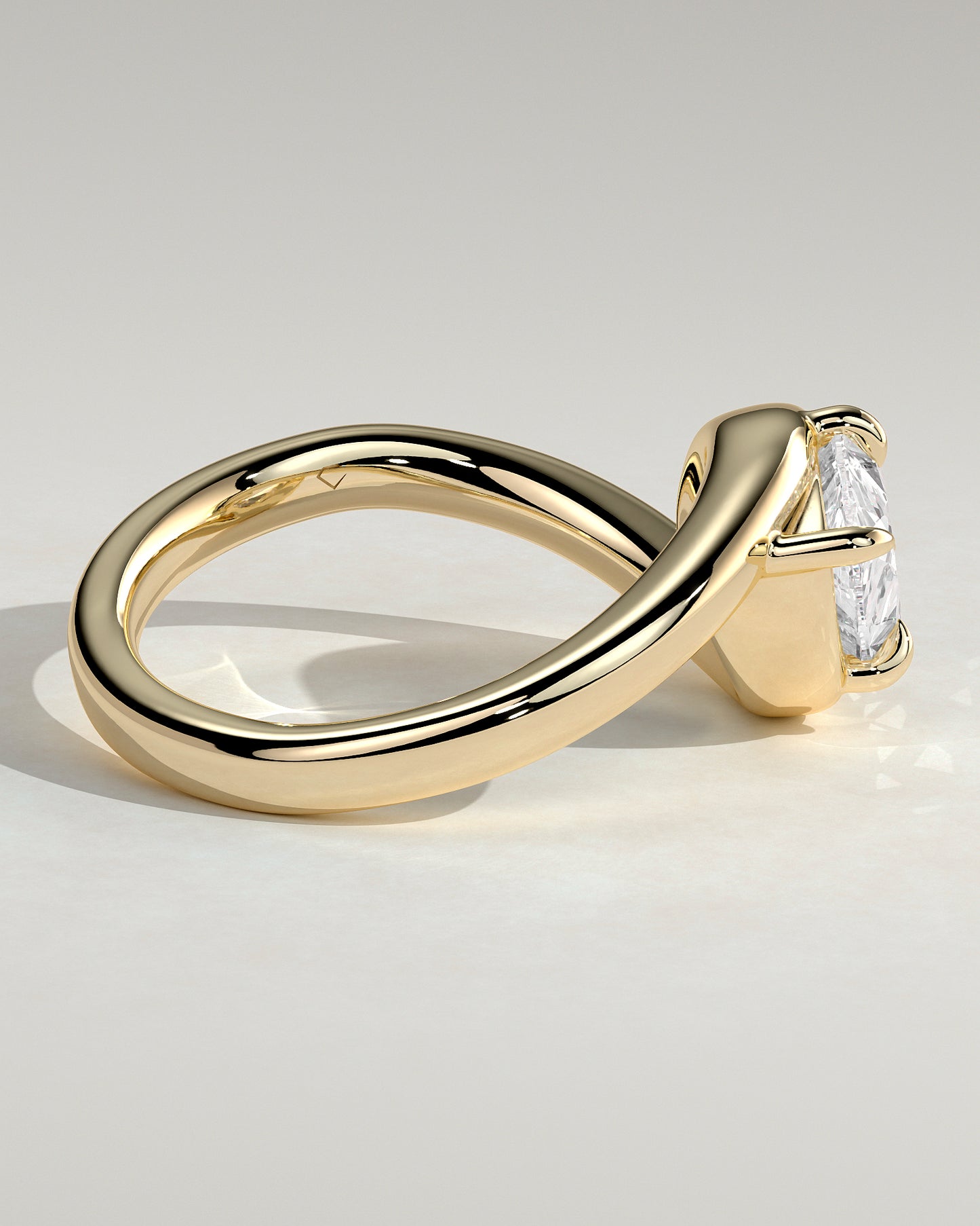 Jackie - Pear East West Claw Solitaire with Bypass Band  Engagement Ring - Yellow Gold - Yellow Gold 2ct