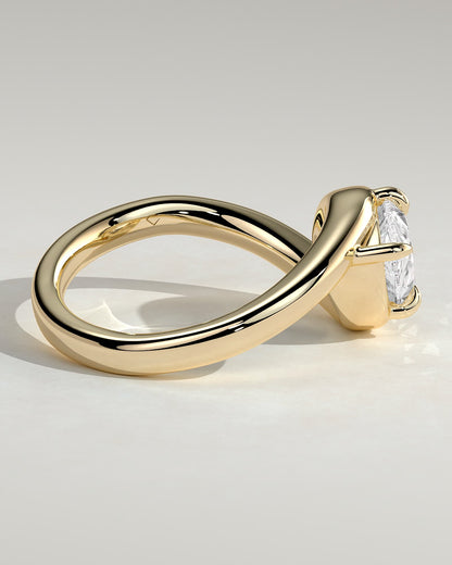 Jackie - Pear East West Claw Solitaire with Bypass Band  Engagement Ring - Yellow Gold