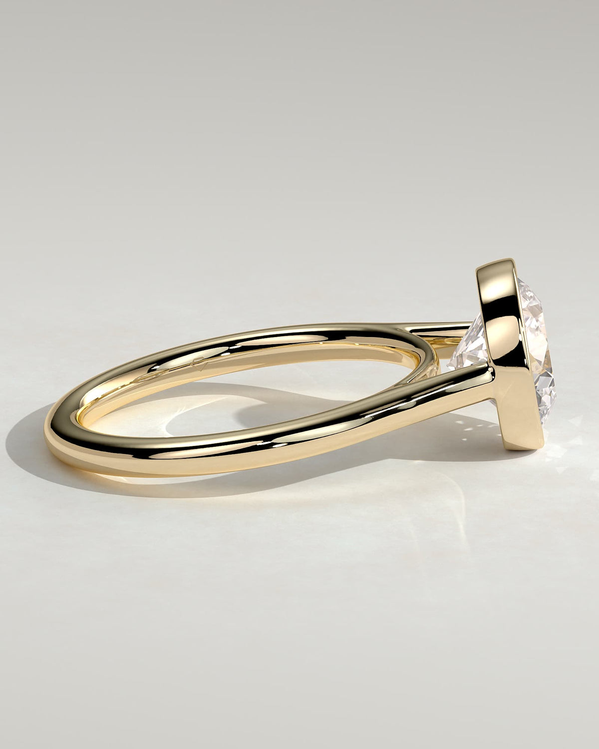 Kaylah - Statement Round Bezel Solitaire with Open Cathedral High Setting Engagement Ring - Yellow Gold