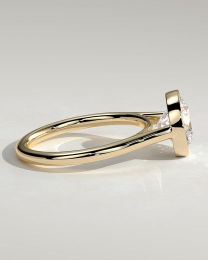 Kaylah - Statement Round Bezel Solitaire with Open Cathedral High Setting Engagement Ring - Yellow Gold