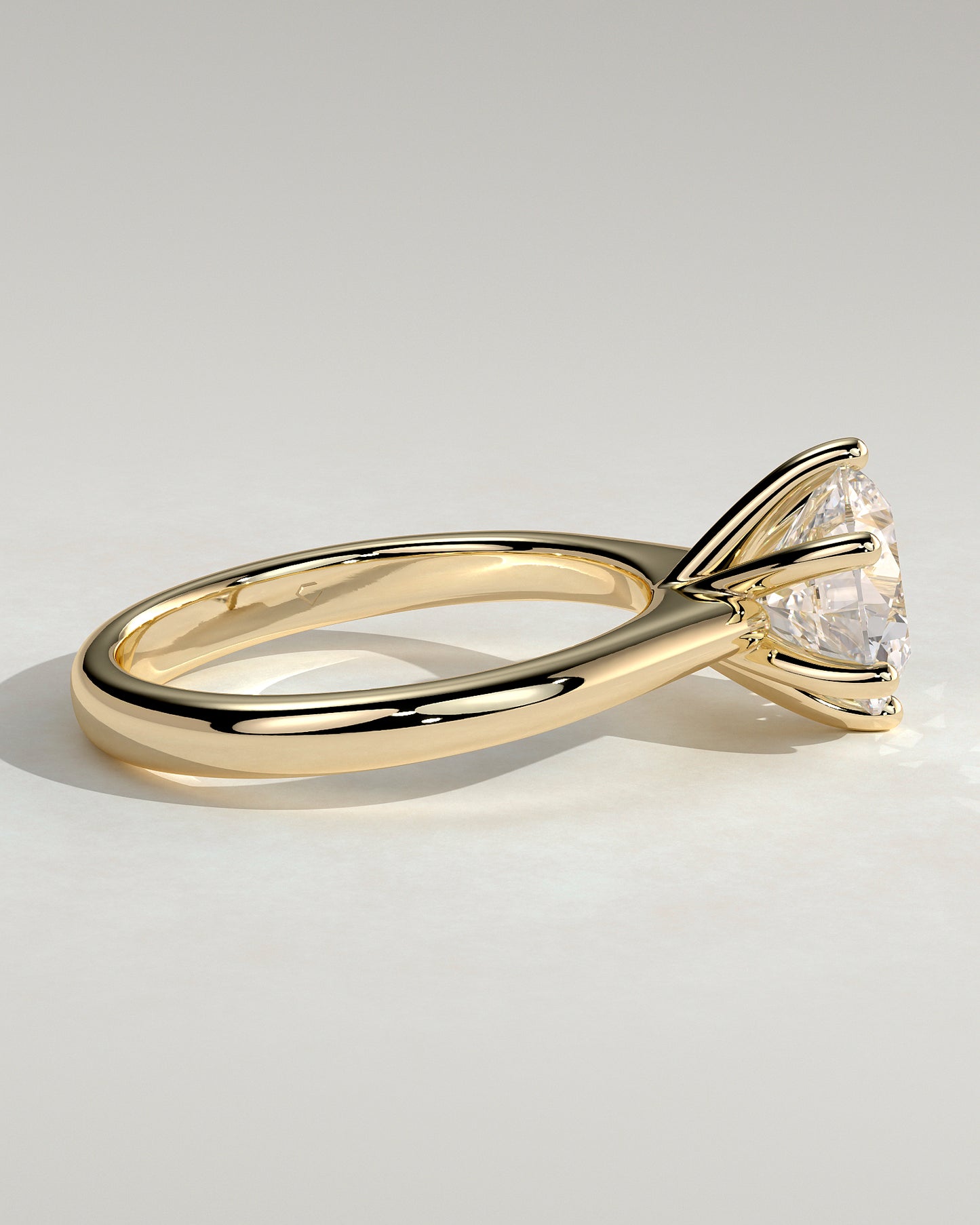 Jacqueline - Round Claw Solitaire with Solid Cathedral Low Setting Engagement Ring - Yellow Gold - Yellow Gold 2ct