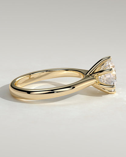 Jacqueline - Round Claw Solitaire with Solid Cathedral Low Setting Engagement Ring - Yellow Gold