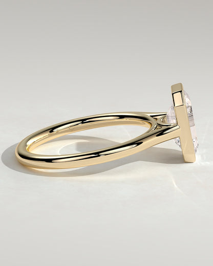 Imani - Emerald Bezel Solitaire with Cathedral High Setting Engagement Ring - Yellow Gold