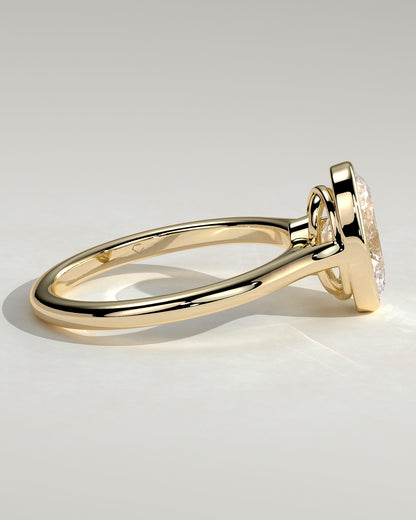 Gemma - Oval Bezel Solitaire with Twisted Gallery Engagement Ring - Yellow Gold