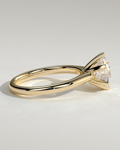 Gabrielle - Round Claw Solitaire with Square Tips and Solid Cathedral High Setting Engagement Ring - Yellow Gold