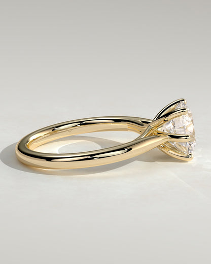 Delilah - Round Claw Solitaire with Open Trellis Gallery and Cathedral Low Setting Engagement Ring - Yellow Gold