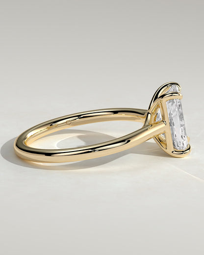 Dakota - Radiant Claw Solitaire with Cathedral Low Setting and Open Trellis Gallery Engagement Ring - Yellow Gold