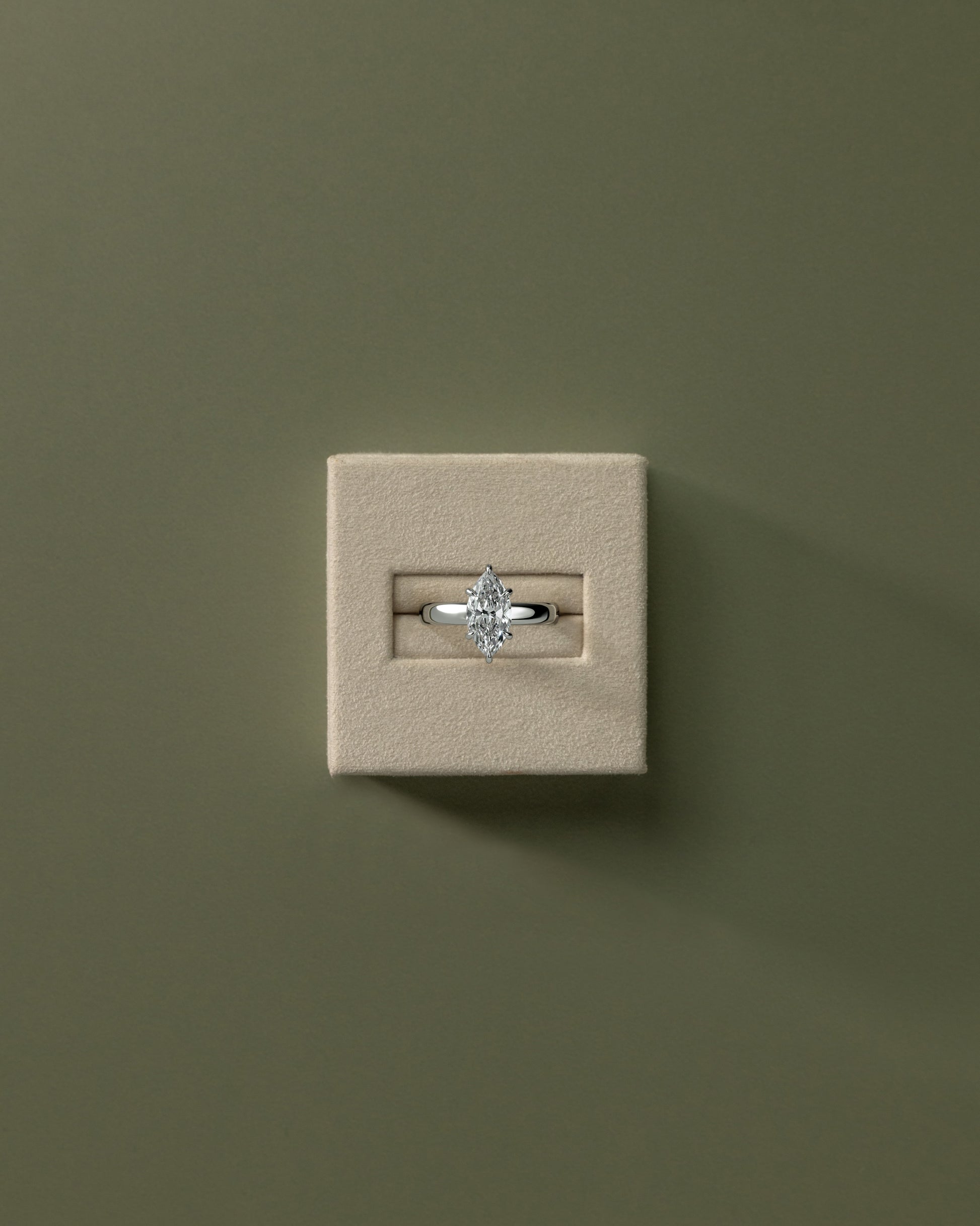 Gigi - Marquise Claw Solitaire with Cigar Band and Hidden Halo Engagement Ring - Platinum - White Gold / Platinum 2ct