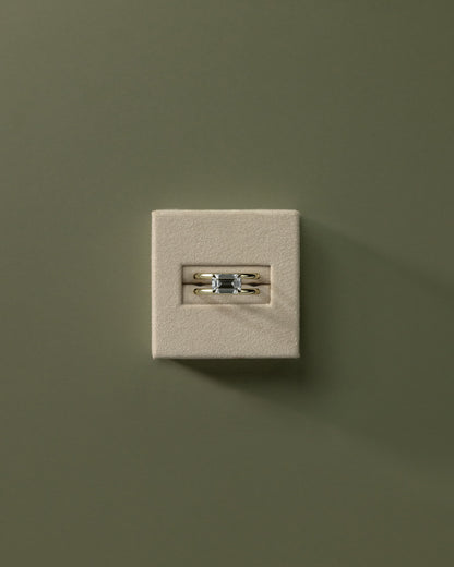 Devon - Emerald East West Claw Solitaire with Spaced Double Band Engagement Ring - Yellow Gold
