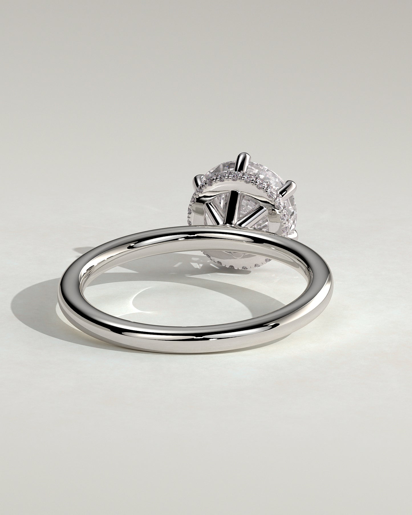Aria - Round Claw Solitaire with Wrap Around Hidden Halo Engagement Ring - Platinum - White Gold / Platinum 2ct