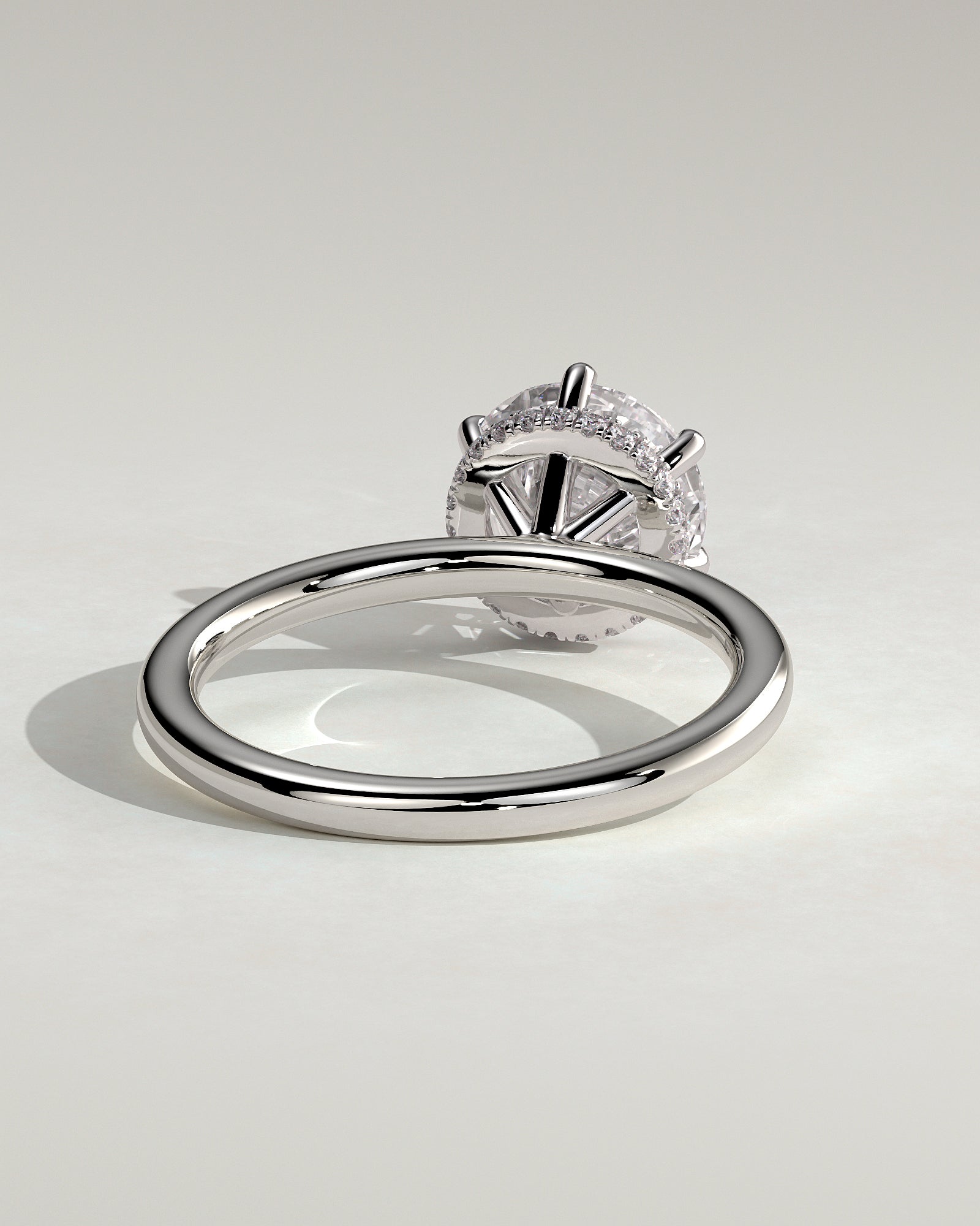 Aria - Round Claw Solitaire with Wrap Around Hidden Halo Engagement Ring - Platinum - White Gold / Platinum 2ct