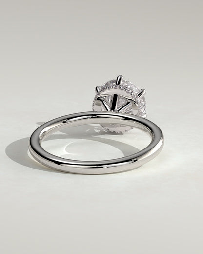 Aria - Round Claw Solitaire with Wrap Around Hidden Halo Engagement Ring - Platinum - platinum - Lara Jewels