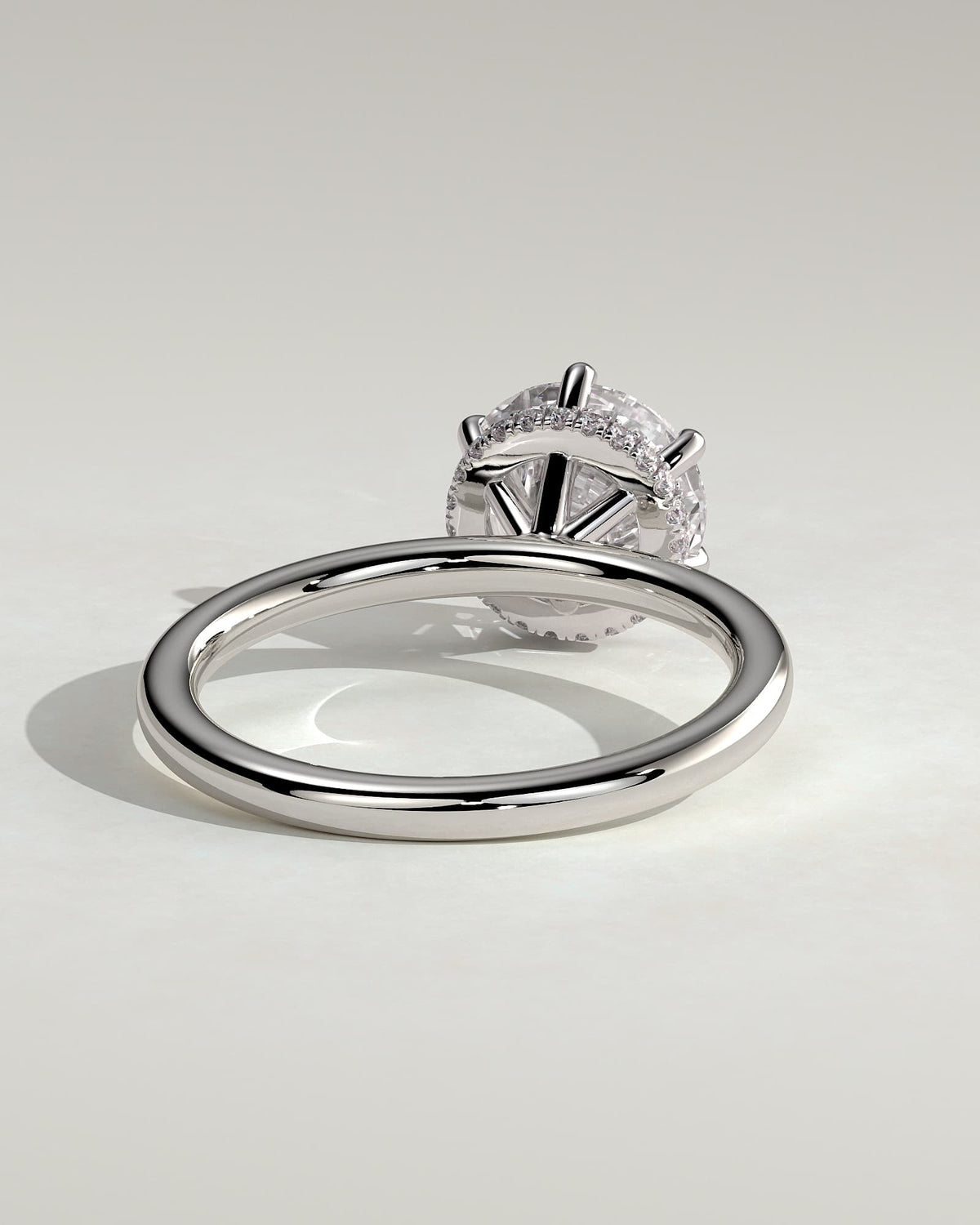 Aria - Round Claw Solitaire with Wrap Around Hidden Halo Engagement Ring - White Gold - white gold - Lara Jewels