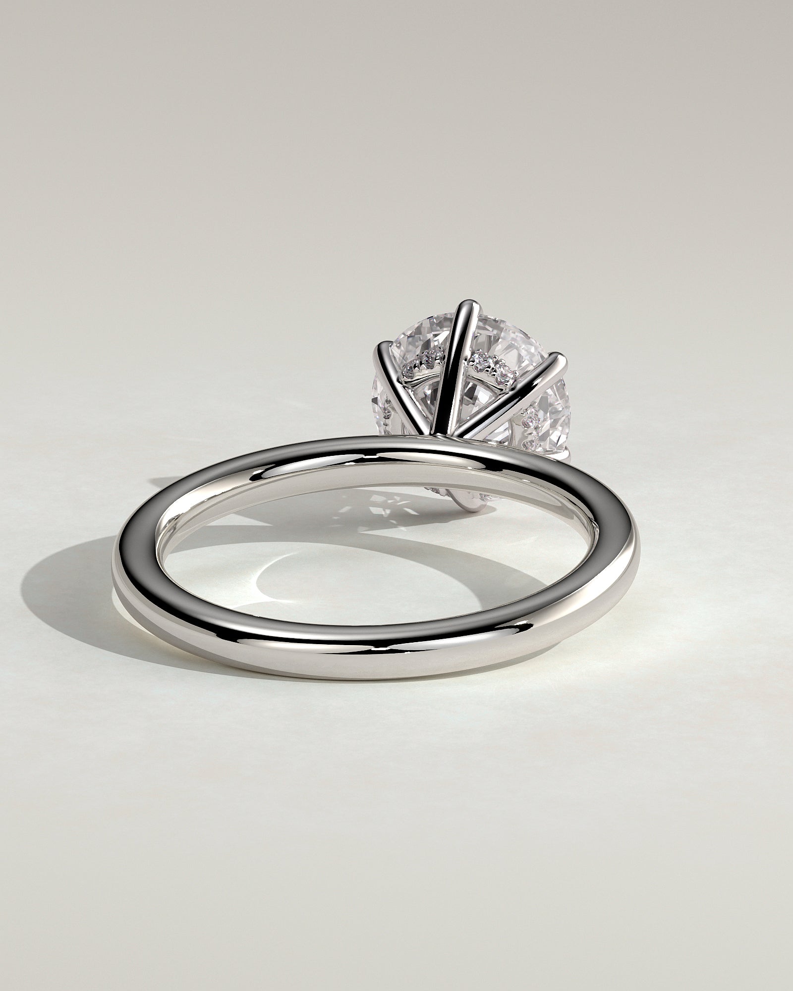Anna - Round Claw Solitaire with Hidden Halo Engagement Ring - Platinum - White Gold / Platinum 2ct