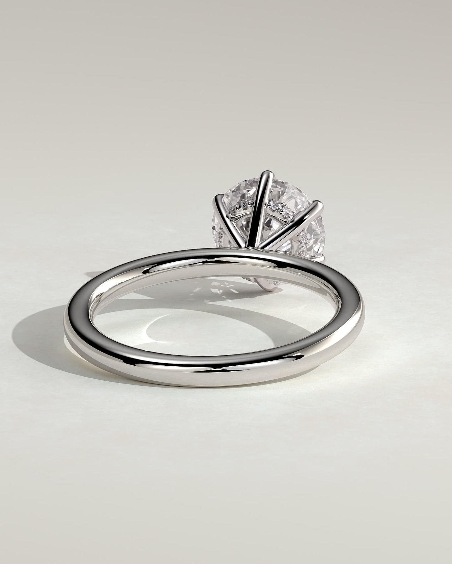 Anna - Round Claw Solitaire with Hidden Halo Engagement Ring - White Gold - white gold - Lara Jewels