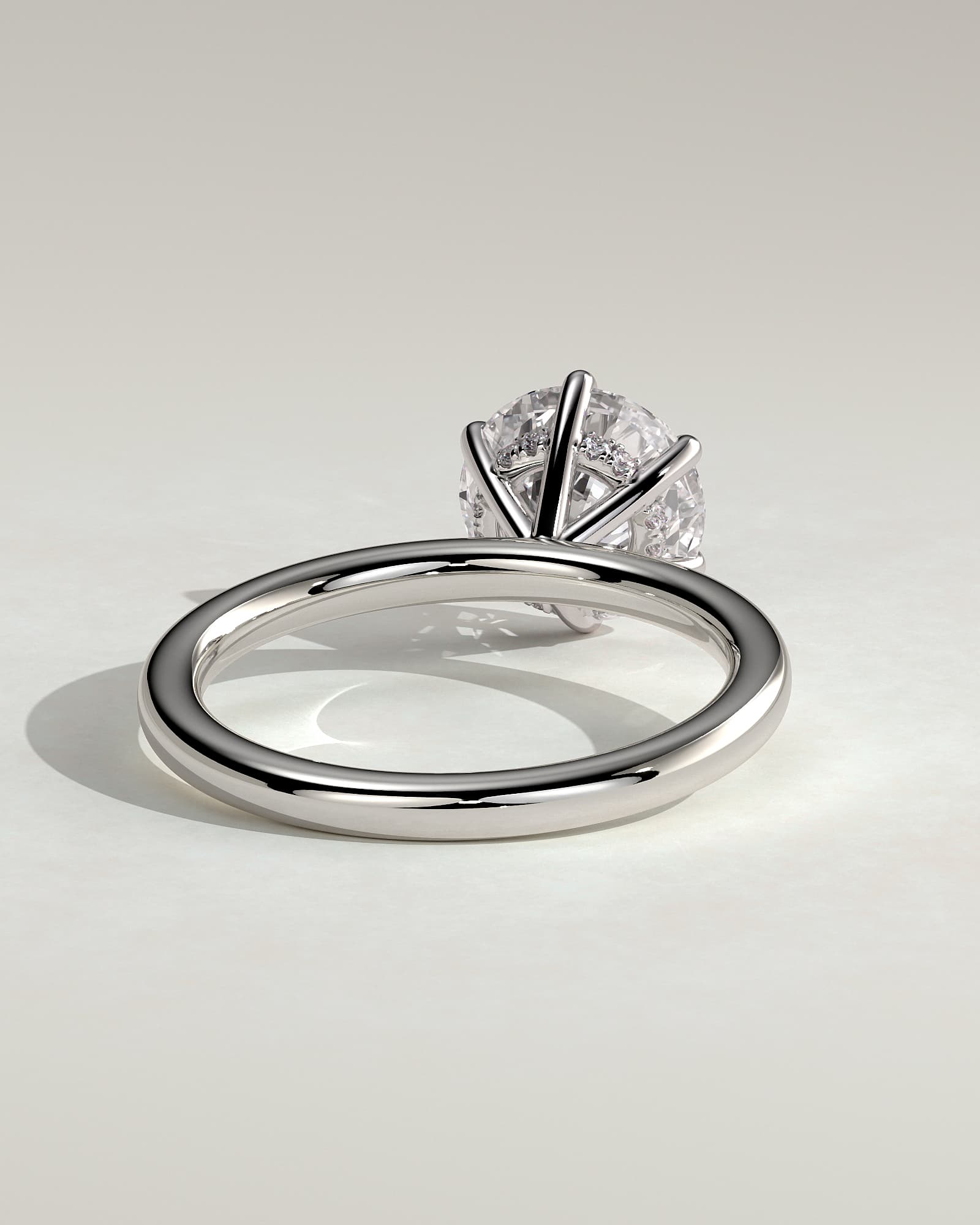 Anna - Round Claw Solitaire with Hidden Halo Engagement Ring - White Gold - white gold - Lara Jewels
