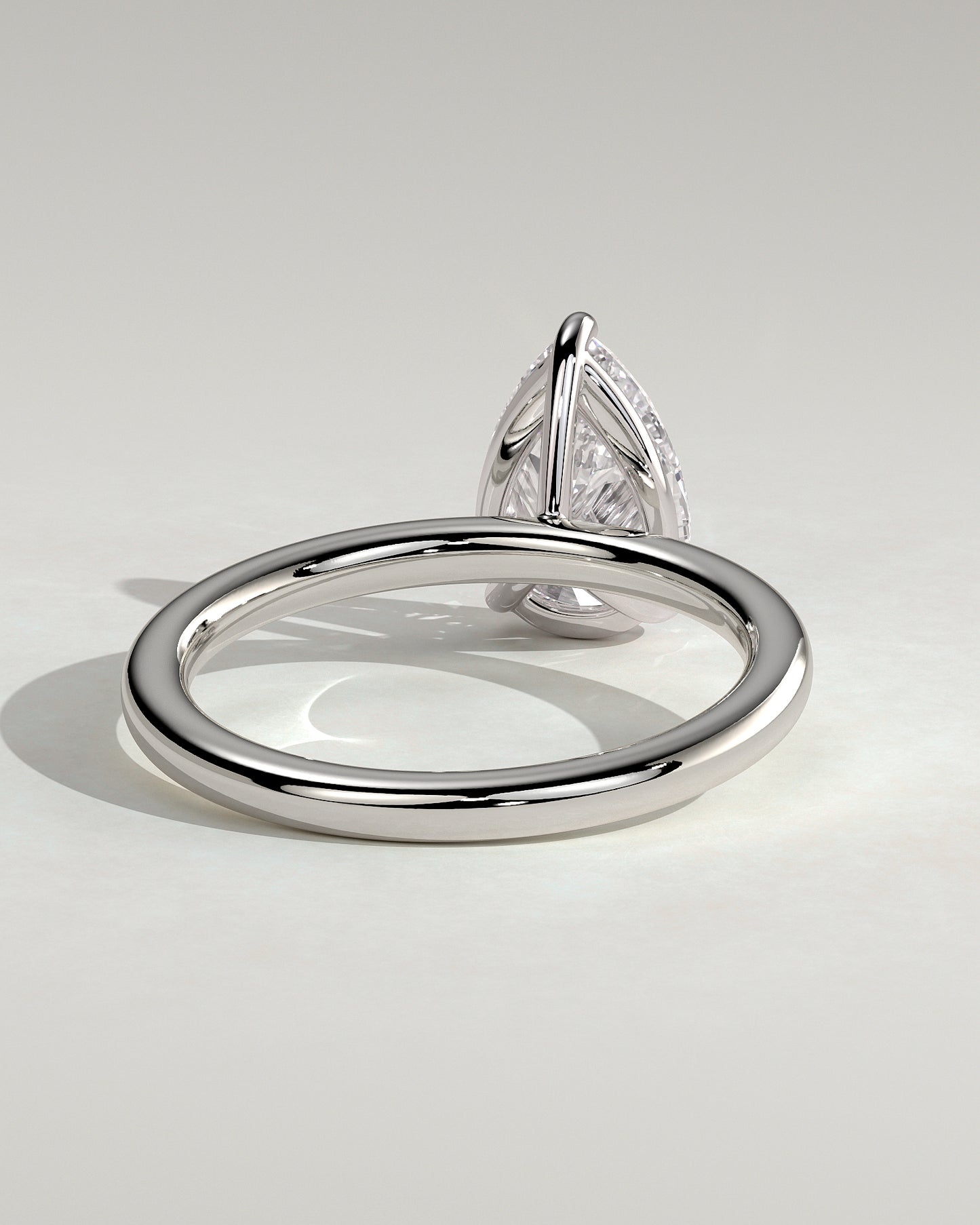 Amy - Pear Claw Solitaire Engagement Ring - Platinum - White Gold / Platinum 2ct