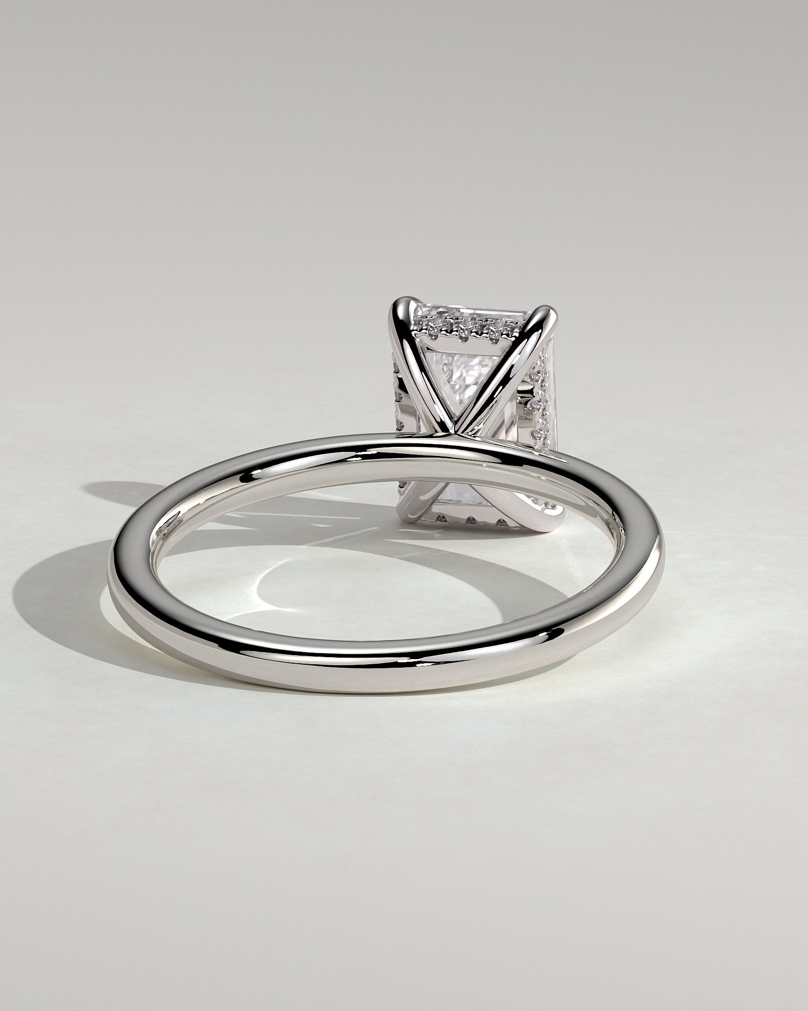 Alice - Emerald Claw Solitaire with Hidden Halo Engagement Ring - Platinum - White Gold / Platinum 2ct