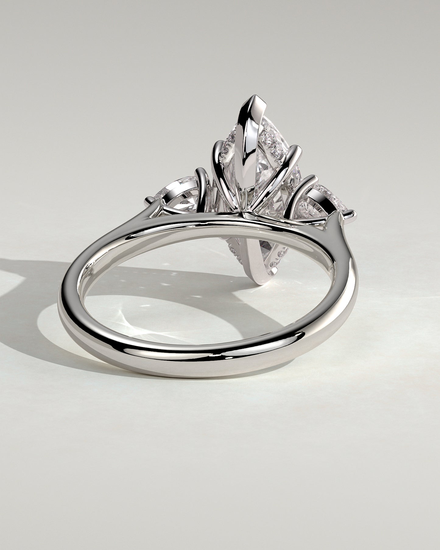 Hannah - Marquise Claw Trilogy with Pear Side Stones and Hidden Halo Engagement Ring - Platinum - White Gold / Platinum 2ct