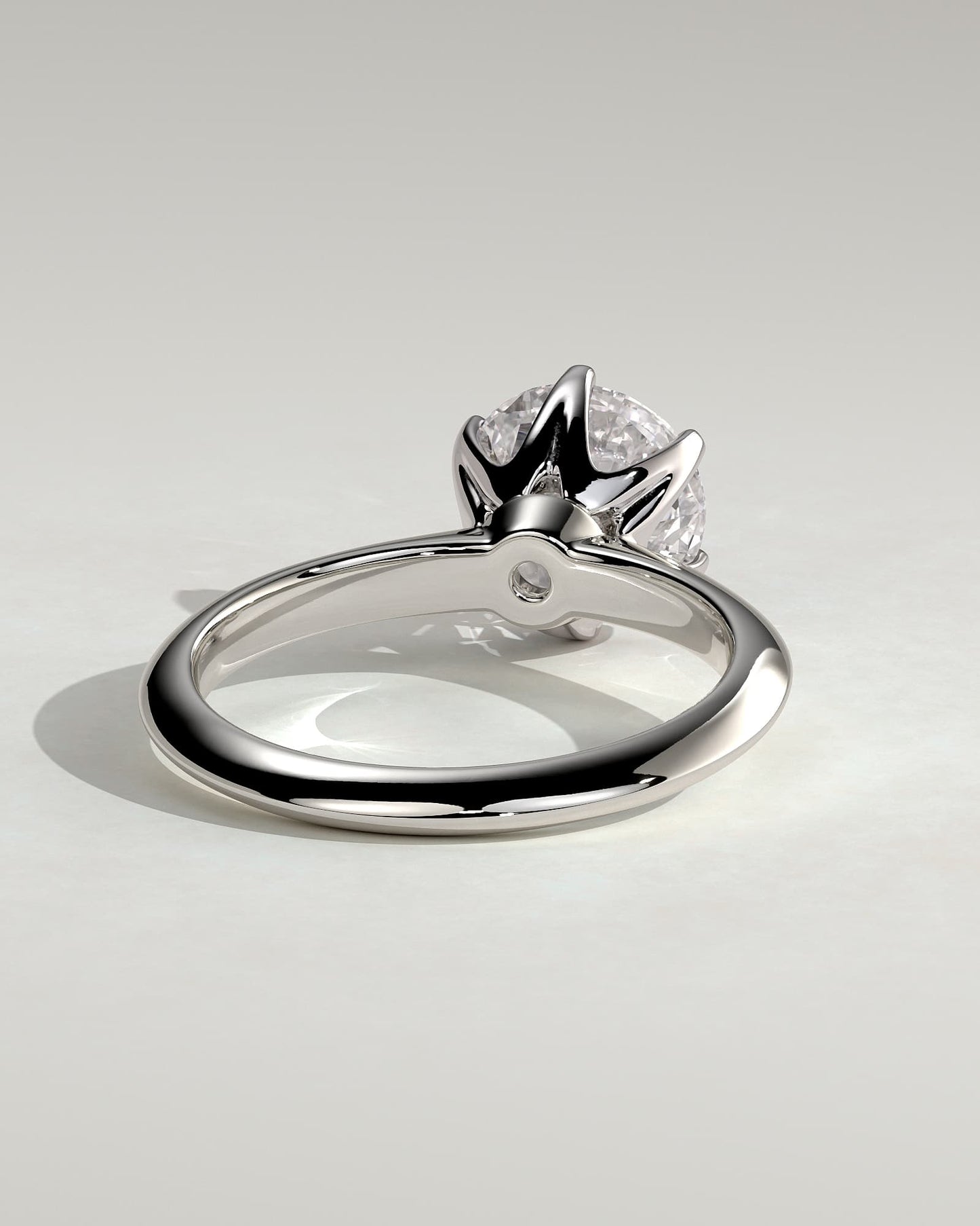 Caroline - Round Claw Solitaire with Knife Edge Band Engagement Ring - White Gold