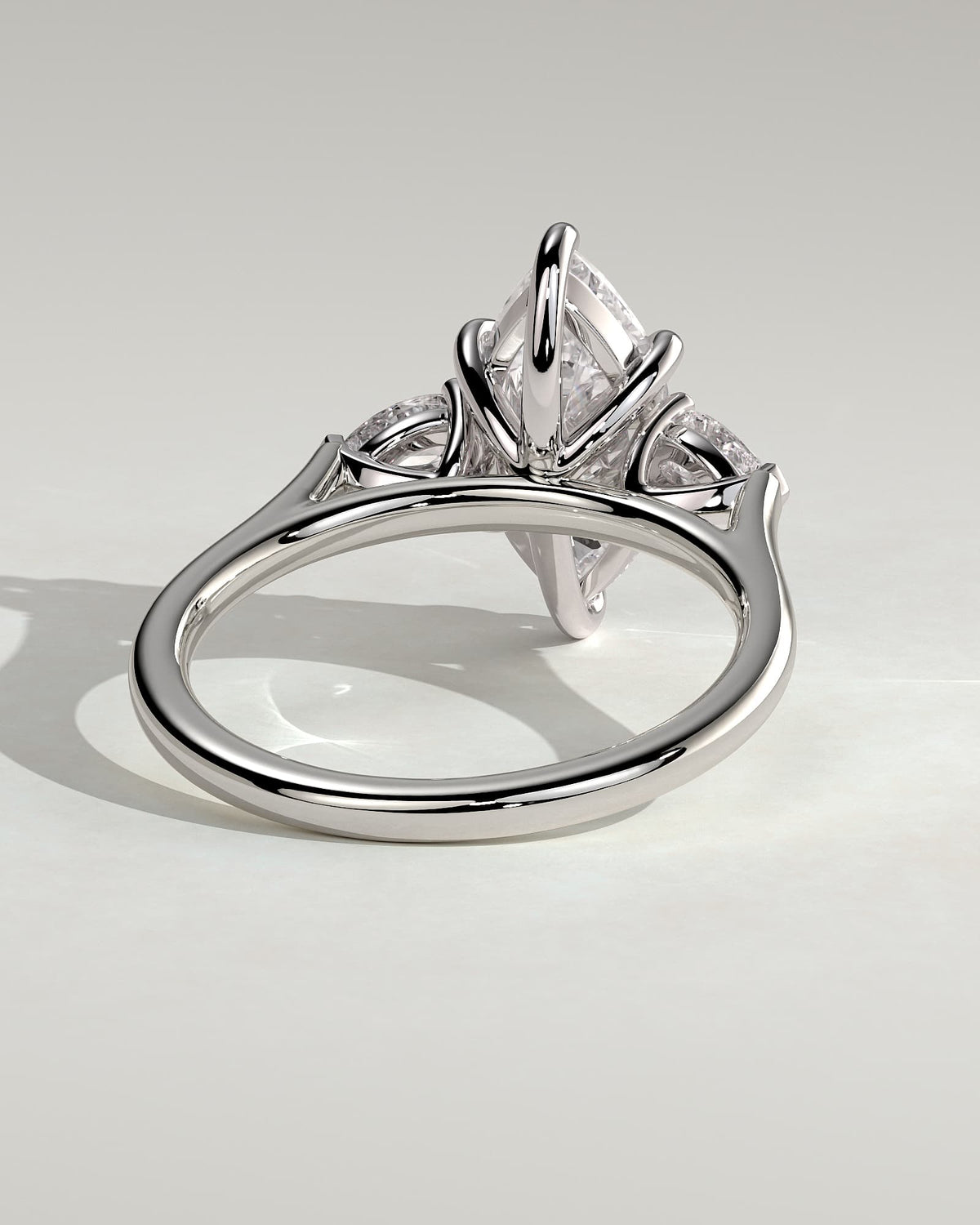 Chantelle - Marquise Claw Trilogy with Pear Side Stones and Cathedral Setting Engagement Ring - White Gold